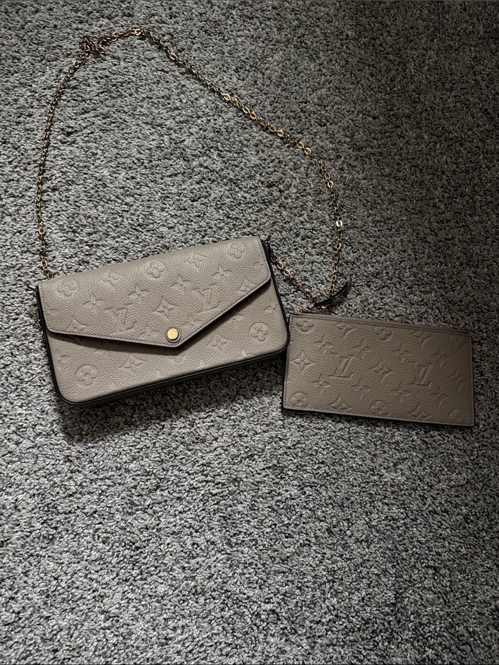 Louis Vuitton Taupe Monogram Chain Crossbody with Detachable Pouch